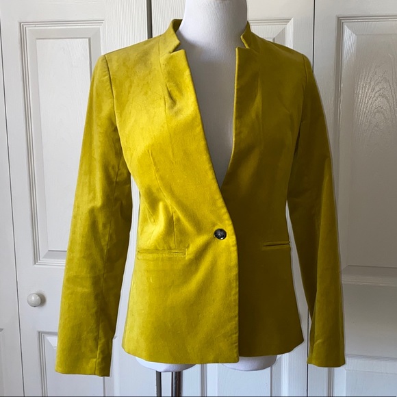 Banana Republic Velvet Blazer Citron Chartreuse - Picture 4 of 13